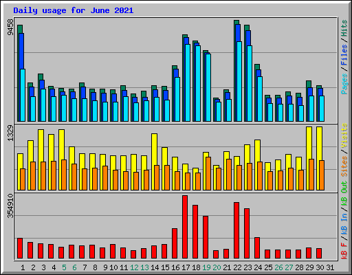 Daily usage for June 2021